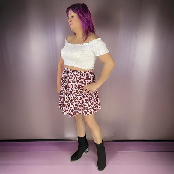 NEW Two-piece outfit off the shoulder top leopard skirt leopard print dresses - Picture 2 of 6